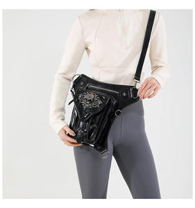 Bolso de Pierna Gótico Punk Personalizado de Cuero Patentado con Decoración de Calavera, Riñonera Multifuncional para OEM ODM - Product Image 6