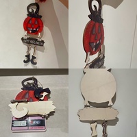 Joyeuse Halloween, Thanksgiving, Noël : Décoration Murale Artisanale Personnalisée en Bois, Couronne Suspendue d'Intérieur avec Citrouille et Squelette Effrayant