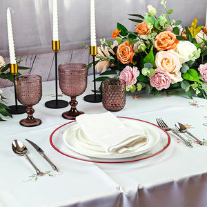 Vente en gros d'<span class=keywords><strong>assiettes</strong></span> à soupe rondes <span class=keywords><strong>transparentes</strong></span> imprimées sur mesure avec décoration de mariage à bord rouge - Product Image 6