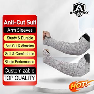 Guantes de Trabajo de Cocina Antideslizantes, Duraderos, Lavables, Resistentes a Desgarros, Grises, con Protección de Brazo HPPE Nivel 5 AmpsafeX al por Mayor - Product Image 1