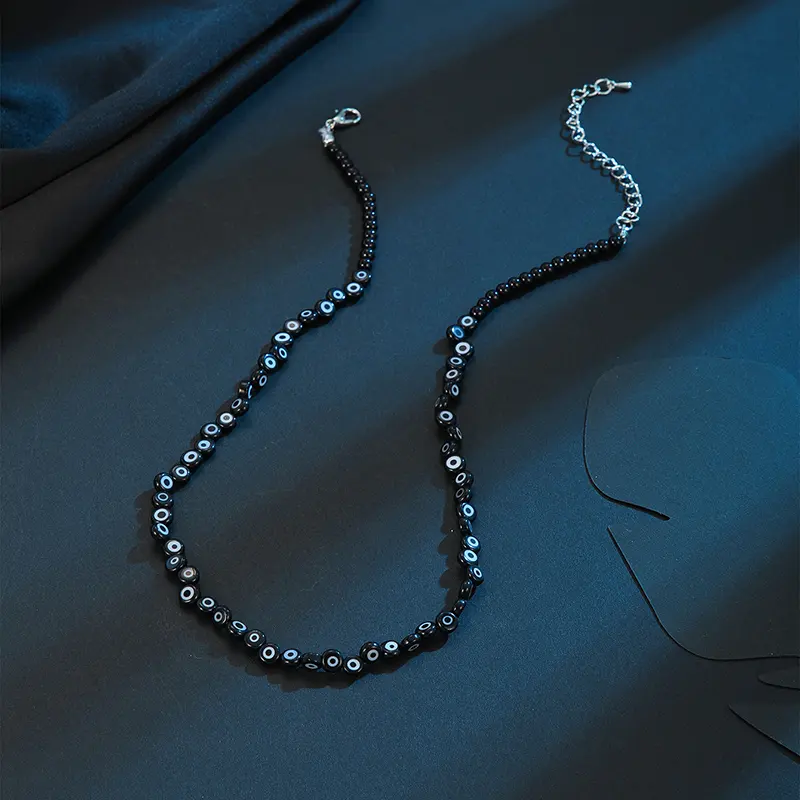 Popular in Europe and America Wholesale DIY beads chain necklace Black pearl choker