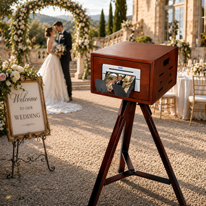 Stand d'impression instantanée pour photomaton rétro en bois pour événements commerciaux et mariages, compatible <span class=keywords><strong>DNP</strong></span> <span class=keywords><strong>QW410</strong></span> - Product Image 1