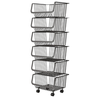 Chariot de cuisine multi-niveaux avec roulettes, étagère empilable en métal pour le stockage de collations, de fruits, de légumes et d'aliments