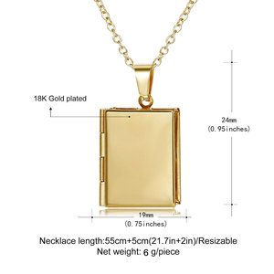 Ciondolo <span class=keywords><strong>Portafoto</strong></span> Placcato Oro e Argento in Acciaio Inossidabile, Collana con Ciondolo a Forma di Libro, Cornice <span class=keywords><strong>Portafoto</strong></span> - Product Image 4
