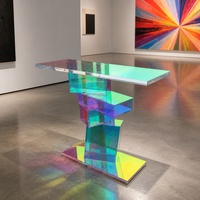 Table basse en acrylique transparente à reflets arc-en-ciel personnalisée, table d'appoint étroite pour hall d'entrée, couloir, décoration intérieure, meubles