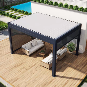 Pergola moderne <span class=keywords><strong>en</strong></span> aluminium imperméable, gazebo, pavillon, abri solaire pour jardin extérieur, patio, avec éclairage LED pour villa, piscine - Product Image 1