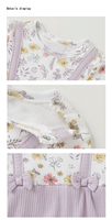 Ensemble 2 pièces barboteuse bébé à manches courtes en coton à motif floral avec bretelles et bandeau pour fille – Tenue d'été