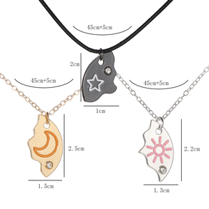 ZRM Nuevo y Moderno Collar <span class=keywords><strong>de</strong></span> Aleación con Diamantes <span class=keywords><strong>de</strong></span> Dos Piezas, Diseño <span class=keywords><strong>de</strong></span> Dibujos Animados <span class=keywords><strong>de</strong></span> Estrella, Luna y Sol, para Tres Personas, Ideal como Regalo para Mejores <span class=keywords><strong>Amigas</strong></span> o Novias - Product Image 3