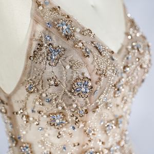 Luxus Brautkleider Kleid Lange Braut Spaghetti träger Abendkleider <span class=keywords><strong>Prom</strong></span> Elegant Neueste Perlen Abendkleider für Damen - Product Image 3