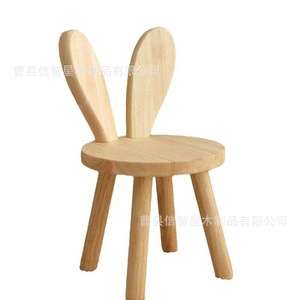 Children's Wooden Rabbit Ear Stool Solid Wood Low <b>Chair</b> For Kids 3-6 Years <b>Old</b> Durable Home Use - Product Image 5