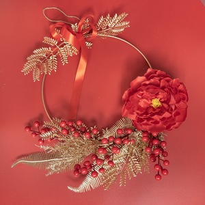 Guirlande artificielle CallaFloral, feuilles rouges et dorées, baies, décoration florale pour la maison, mariage, accessoires d'extérieur CF01051 - Product Image 1
