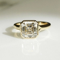 Bague de mariage en moissanite taille Asscher en gros, en or massif 10K 14K 18K ou argent 925, sertie clos en clos, pour femme