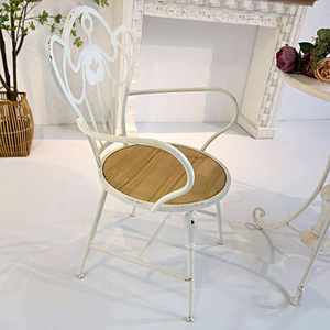 ART NEST INNOVA European Modern Rustic <b>White</b> Metal Frame Accent <b>Chair</b> Durable <b>Wooden</b> Seat Home Living Room Bar <b>Dining</b> <b>Chair</b> - Product Image 3