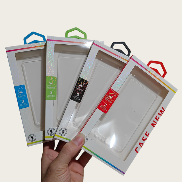 Eco-Friendly Mobile Phone Case with Hook for Iphone 17 Pro Max Laser Paper Packaging Box for Consumer Electronics