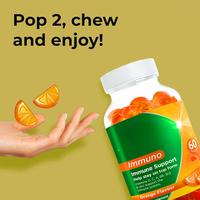 Gummies saveur orange pour le soutien immunitaire avec Vitamine C, Zinc, D, B6, B12 – Complément alimentaire multivitaminé – Marque privée – Usine ODM