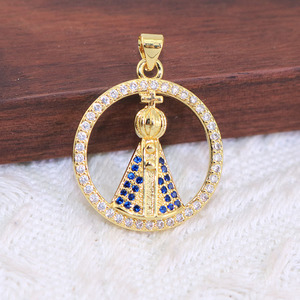 CZ8628 18k Gold Plated CZ Virgin Mary Virgen <strong>De</strong> La Caridad Del Cobre Our Lady of Charity Pendants Religious <strong>Jewelry</strong> <strong>Supplies</strong> - Product Image 4