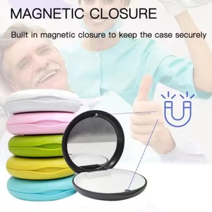 Orthodontic Multi-Purpose Oral Hygiene Products New <b>Slim</b> Thin Dental Round Aligner and Retainer Case with <b>Mirror</b> - Product Image 5