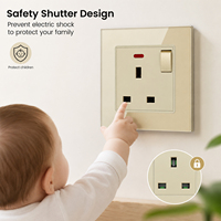 BAOBEN Panneau en verre trempé de type 86 doré, prise multifonctionnelle avec fonction de charge USB, convient pour la maison, les hôtels, etc.