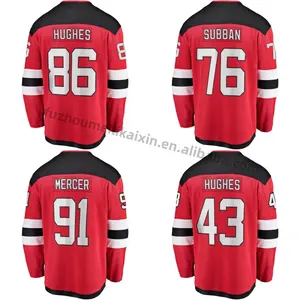 Bán Buôn New Jersey Thành Phố Khâu Người Đàn Ông Của Quỷ Đỏ Đội Đồng Phục #86 Hughes #13 Hischier Ice Hockey Jersey Chất Lượng Cao