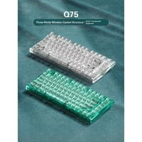 Clavier mécanique FL ESPORTS Q75 82 touches 75% Tri-mode BT sans fil, boîtier PC transparent, Gasket, Hot-swappable, RGB, 3000mAh