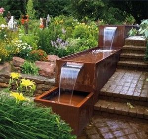 Nouvelle fontaine d'extérieur décorative en acier Corten, sculpture aquatique - Product Image 6