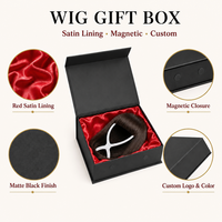 Boîte d'emballage pour perruque avec couvercle magnétique, logo personnalisé, couleur et taille au choix, doublure en satin, boîte cadeau pour salon