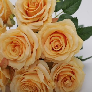 <span class=keywords><strong>Rosas</strong></span> artificiales de seda decorativas para decoración, ramo de <span class=keywords><strong>rosas</strong></span> artificiales <span class=keywords><strong>amarillas</strong></span>, venta al por mayor - Product Image 5