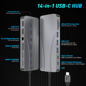 Oem USB-C HUB với Dual cho HDMI 4K 30Hz 100W PD sạc Docking Station USB 3.0 giao diện cho <span class=keywords><strong>Mac</strong></span> <span class=keywords><strong>Pro</strong></span> Loại C máy tính xách tay USB-C devi - Product Image 2
