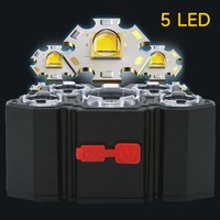 Lampe torche à 5 LED rechargeable avec batterie intégrée, lumière puissante, camping, aventure, pêche, lampe frontale