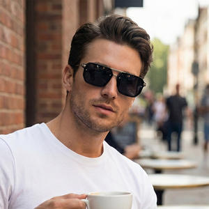 Lunettes de soleil Superhot Eyewear 49061 Fashion 2026, style rétro rectangulaire, double pont, pilote, dessus plat - Product Image 4