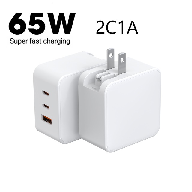 Super Fast 65W GaN Charger 3-Port USB 2C+A Wall Charger with Smart QC PD 65W 45W Output Power Special for Laptop Tablet Notebook