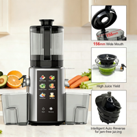 High-end elektrische 350W slowjuicer met zelfreinigende roestvrijstalen messen, touchscreen, stille DC-motor, geschikt voor smoothies, hotels en campers.