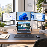 Extenseur d'écran portable pour ordinateur portable, triple moniteur, extenseur de moniteur pour ordinateur portable pour les voyages d'affaires, poste de travail multi-écrans pour le bureau