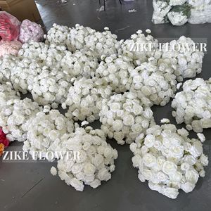 Table de mariage fausses fleurs <span class=keywords><strong>d</strong></span>écorations <span class=keywords><strong>d</strong></span>'événements réalistes arrangements floraux pièce maîtresse orchidées artificielles boule de fleur blanche - Product Image 6