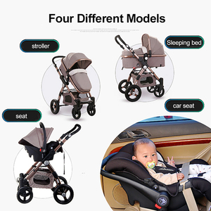 China En1888 Folding Travel Baby Carriage 4 in 1 Leather Pushchair Poussette Kinderwagen Luxury <strong>Pram</strong> 3 in 1 Stroller for Baby - Product Image 4