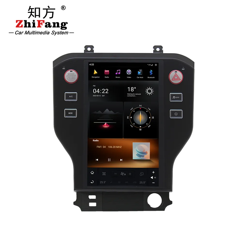 11,8 "Android pantalla Vertical coche Radio DVD reproductor Multimedia para Ford Mustang PLus 2014-2019 navegación GPS cámara trasera