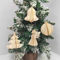 Ornements de Noël en bois découpés au laser en forme de cloche 3D, forme personnalisée, à suspendre pour la décoration de la maison pendant les fêtes