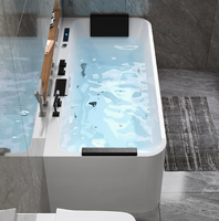 Baignoire épaissie en acrylique intelligente à température constante avec fonction de massage et de douche intégrée pour deux personnes