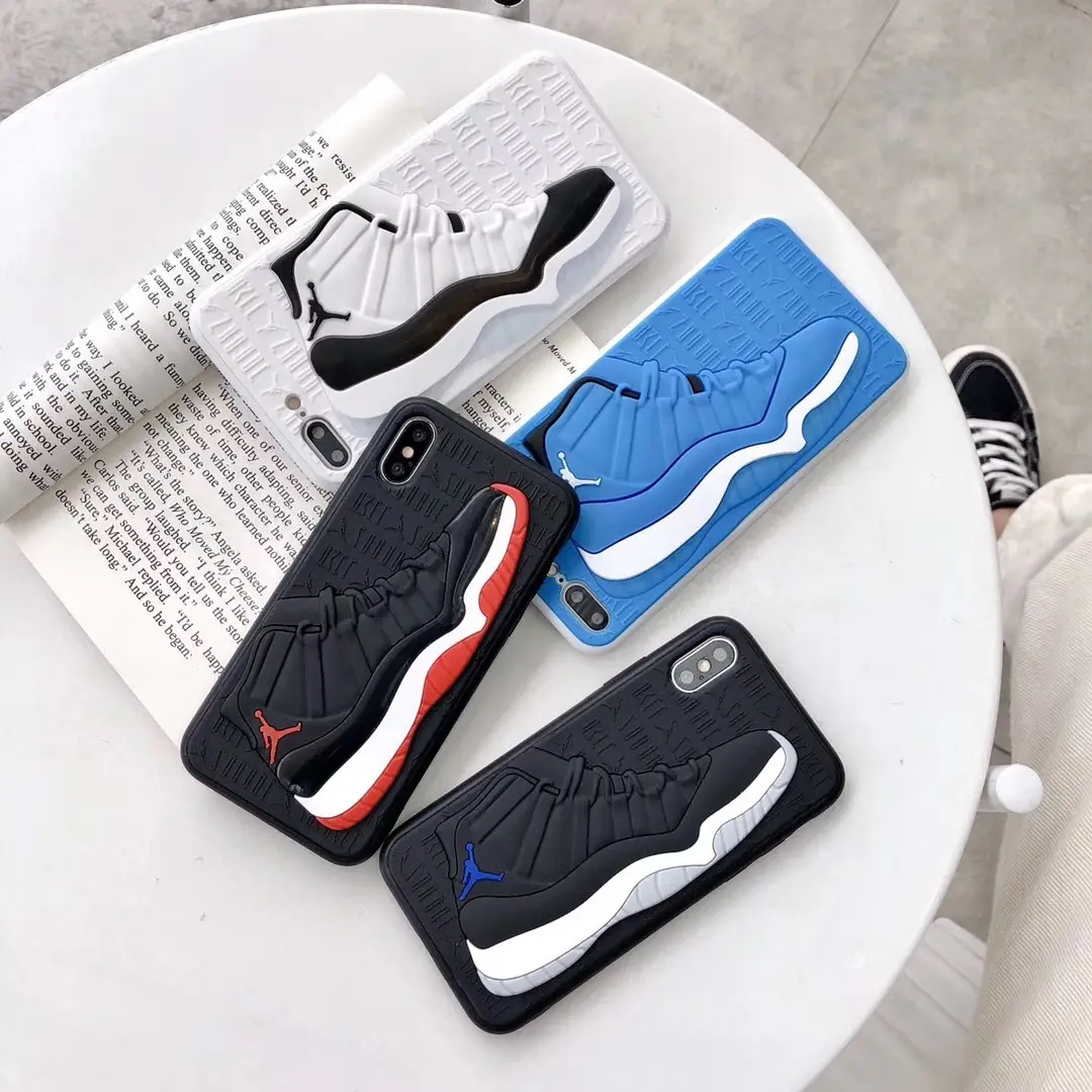 Custodia per telefono con scatola per scarpe da ginnastica di marca per iphone 12 11 Pro X 7 8 plus Sneakers AJ custodia in Silicone 3D per iphone 13 XS Max XR