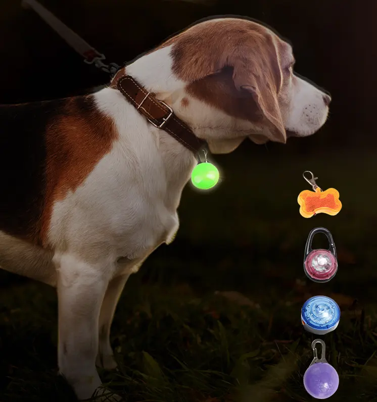 Rechargeable Color Changing Dog Collar Light Waterproof LED Dog Safety Lights With Carabiner Clip for Night Walking