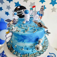 Astronaute Espace Gâteau Toppers Espace Astronaute Figurines Planète Fusée Gâteau insérer Enfants Fête D'anniversaire Fournitures Baby Shower