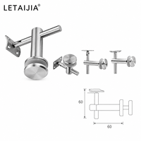 Support de main courante en verre courbé avec disques de serrage ronds et plaque à quatre trous pour la fixation de balustrade d'escalier