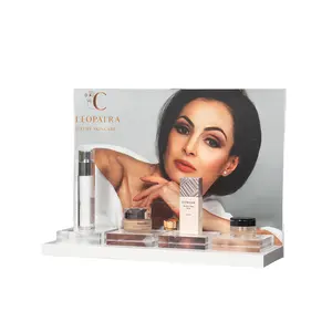 Expositor de maquiagem cosmética acrílica para bancada de perfume e cosméticos de beleza com design personalizado