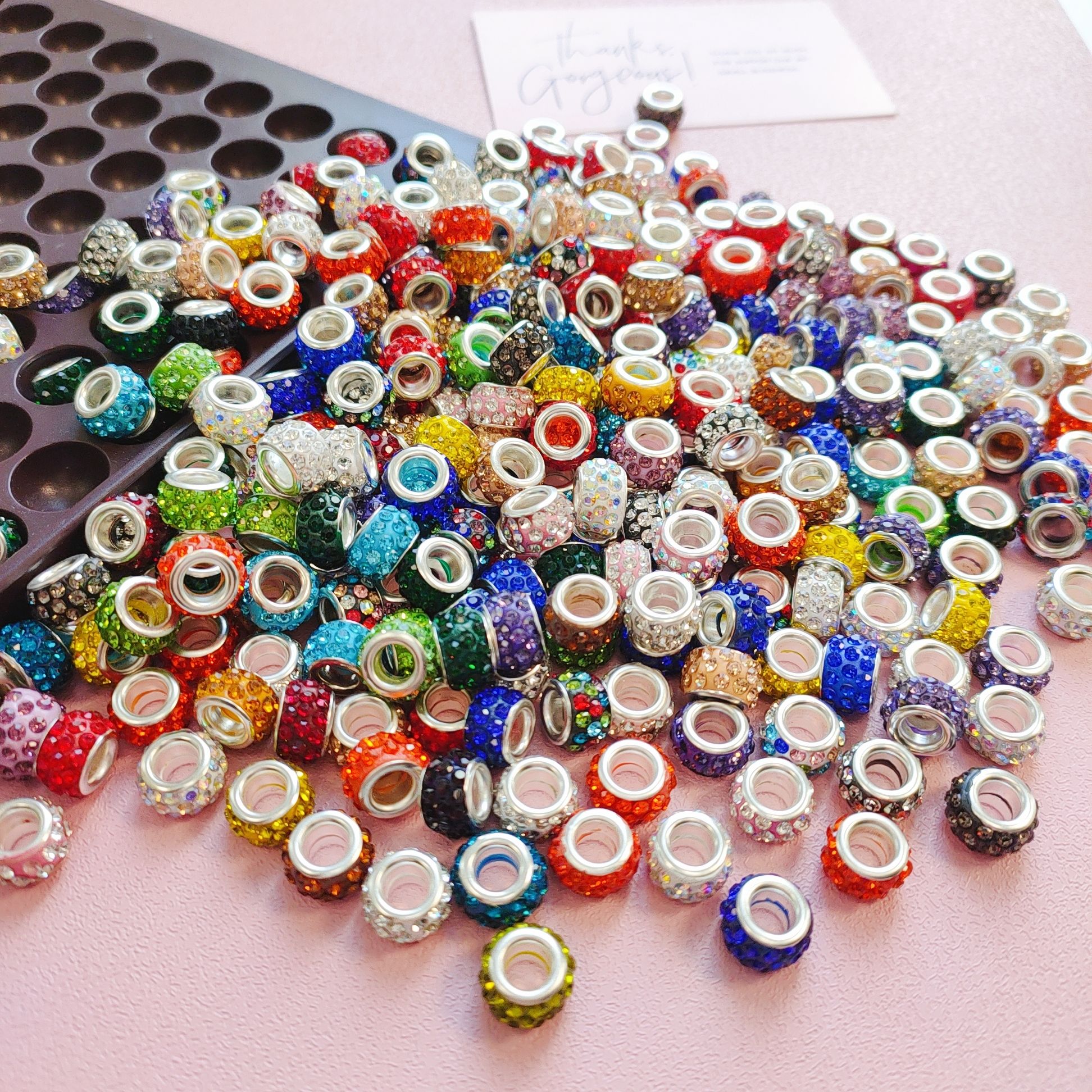 Wholesale Colorful Large Hole Clay Rhinestone 12mm Beads