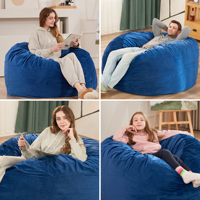 Fauteuil pouf de jeu pour adulte bleu, rempli de mousse, fauteuil pouf Foshan, canapé paresseux massif et large, pouf de luxe pour la maison, canapé paresseux pour la chambre à coucher