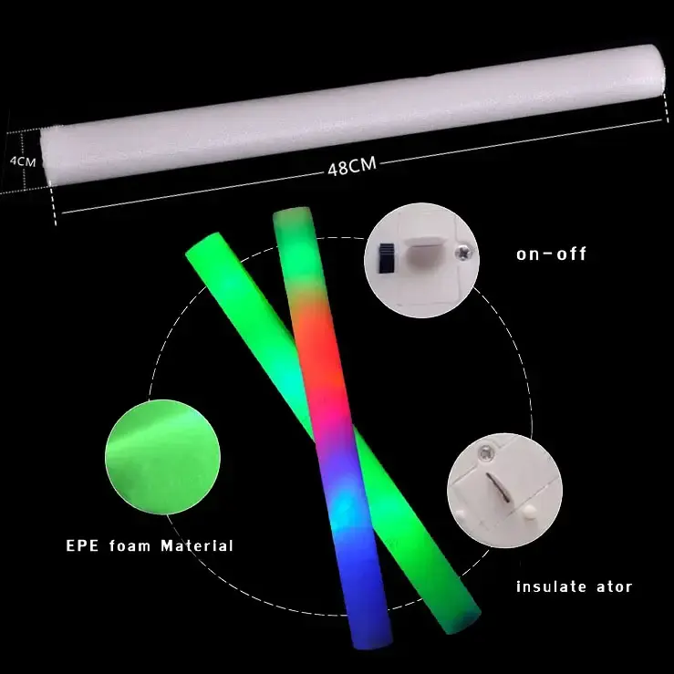 نايكرو كير الأنبوب المضيء Rgb Dj نوادي الحفلات الموسيقية الحفلات المضيئة عصا نيون السائبة مستلزمات الحفلات المضيئة صمام ضوء فوم عصا