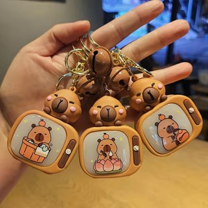 การ์ตูนน่ารัก capybara ทีวีที่มีแสงสร้างสรรค์สัตว์ตลกพวงกุญแจรถพวงกุญแจกระเป๋าเป้สะพายหลังจี้สำหรับเด็กของขวัญเครื่องประดับ - Product Image 3