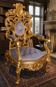 Sillón Individual Estilo Royal con Estructura de Madera Sólida y Cojín Acolchado para Sala de Estar - Product Image 3