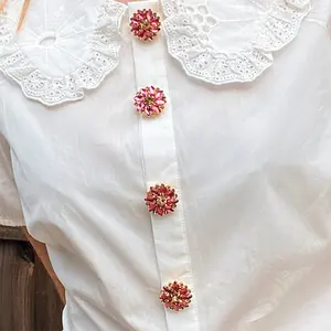 Luoyan gros strass fleur forme blanc bijoux bouton couverture bouton pression sur bouton bijoux bouton couvre