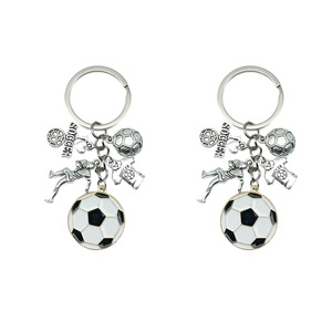 Soccer Player <b>Keychain</b> Zinc Alloy Simulation Football Charm Portable Gift for DIY Accessories - Product Image 1